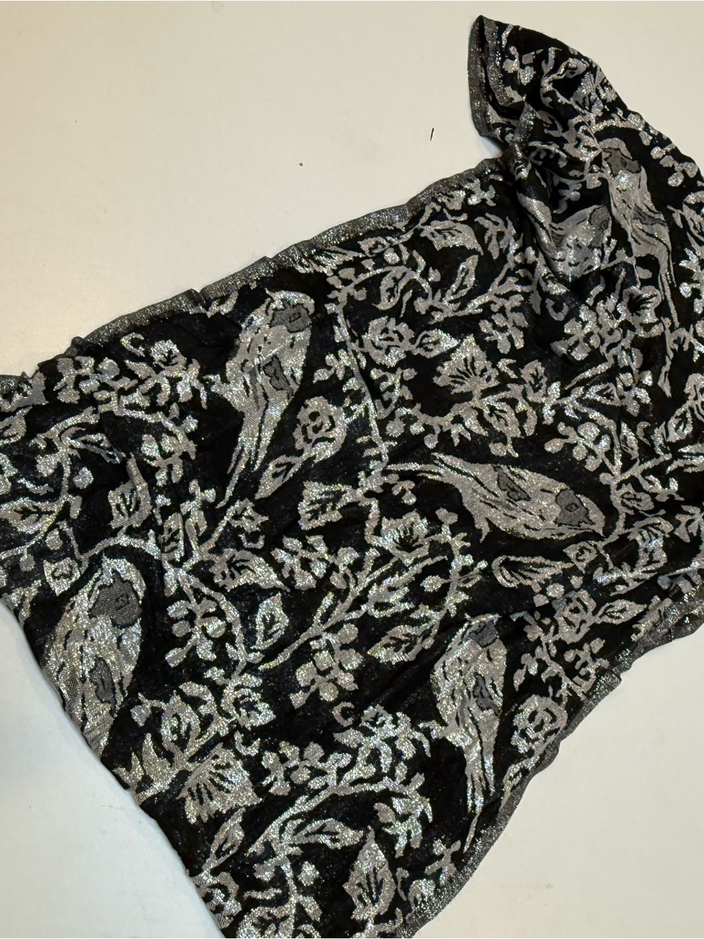 Cejon Black and Silver Bird Pattern Scarf